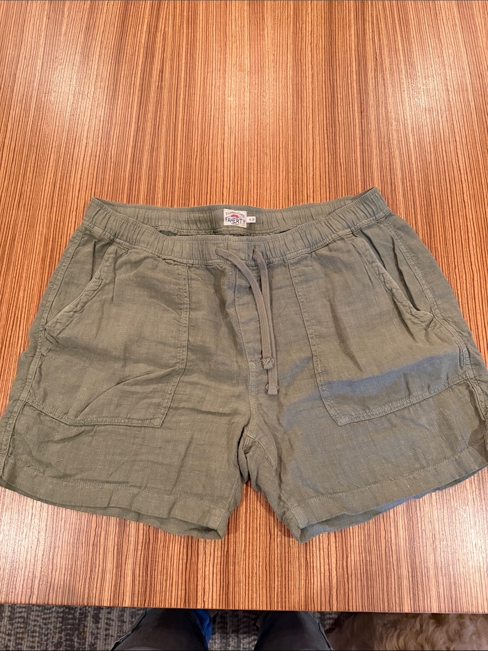 Faherty Casual Olive Green Men's Drawstring Shorts